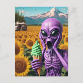 Cartão Postal Grelha de Sorvete de fusão de Alienígena roxa