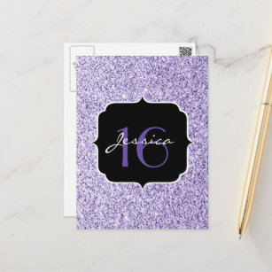 Cartão Postal Grelha púrpura ultra violeta brilhante Doce 16