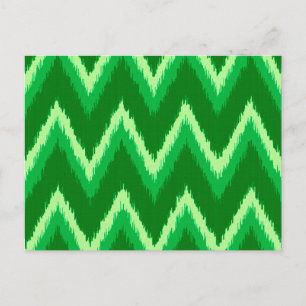 Cartão Postal Grelhas de Ikat Chevron - Pinho e Verde limão
