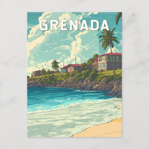 Cartão Postal Grenada Illustração Viagem Art Vintage