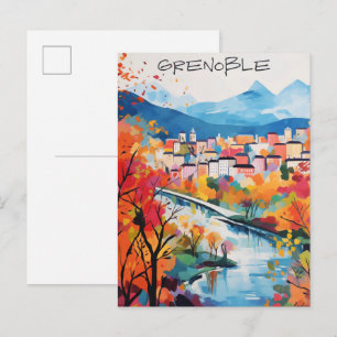 Cartão Postal Grenoble França Viagem Cidade Pintura Estética