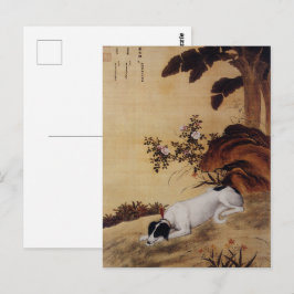 Cartão Postal Greyhound Chinês Antigo sob Árvore de Banana