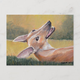 Cartão Postal Greyhound no Grass Dog Art Postcard