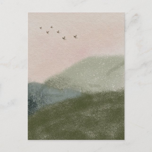 Cartão Postal Grief Mourning Loss Flying Birds In Mountains Card (Frente)