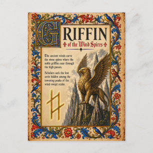 Cartão Postal Griffin, Arte do Bestiário Medieval