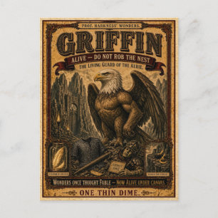 Cartão Postal Griffin, Monstro de Circo Vintage