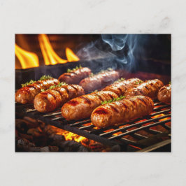 Cartão Postal Grilled Bratwurst Sausages BBQ