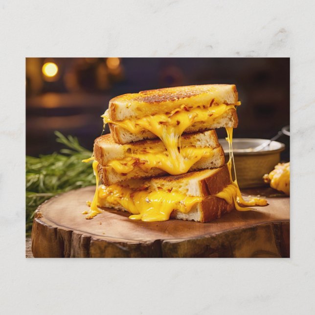 Cartão Postal Grilled Cheese Sandwich, layers of melted cheese b (Frente)