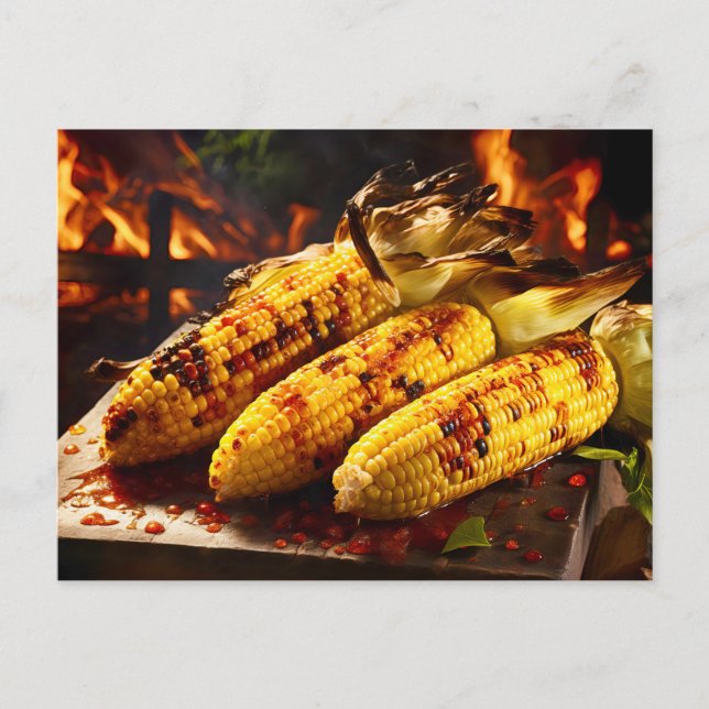 Cartão Postal Grilled Corn on the Cob BBQ (Frente)