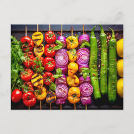 Cartão Postal Grilled Vegetable. Array of beautifully charred ve