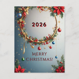 Cartão Postal Grinalda de Natal Festiva