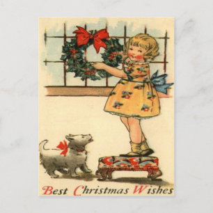 Cartão Postal Grinalda de suspensão da menina