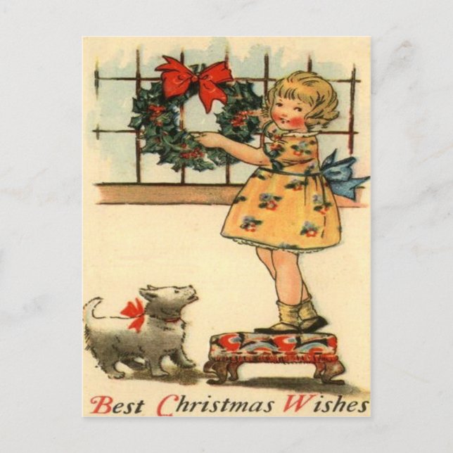 Cartão Postal Grinalda de suspensão da menina (Frente)