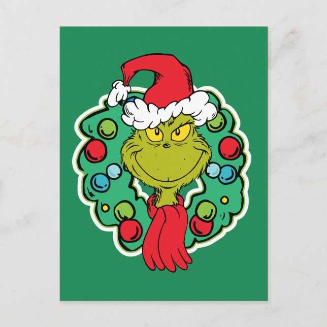 Cartão Postal Grinch | Coroa de Natal (Frente)