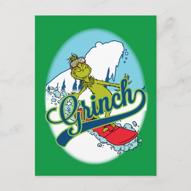 Cartão Postal Grinch Esquiando na Nieve (Frente)
