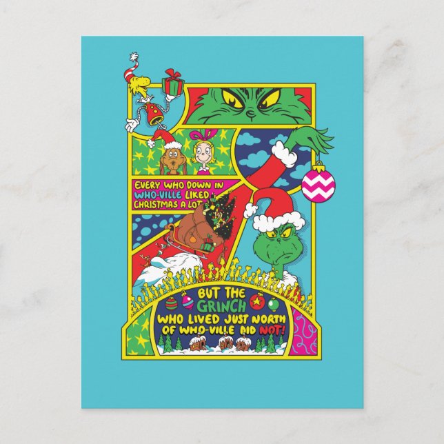 Cartão Postal Grinch | Gráfico de Histórias em Quadrinhos (Frente)