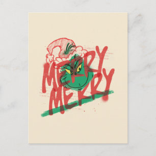 Cartão Postal Grinch Grunge Gráfico Alegre Alegre