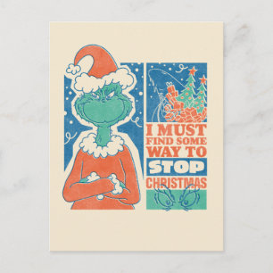 Cartão Postal Grinch   Pare o Natal Gráfico Antigo
