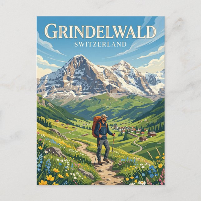 CARTÃO POSTAL GRINDELWALD SUÍÇA (Frente)
