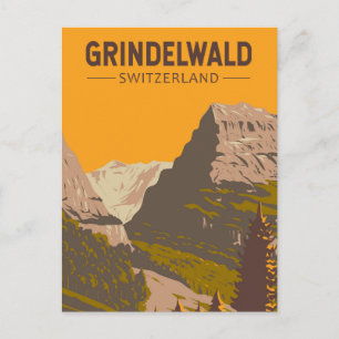 Cartão Postal Grindelwald Suiça Art Vintage
