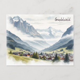 Cartão Postal Grindelwald Suíça Viagem aquarela