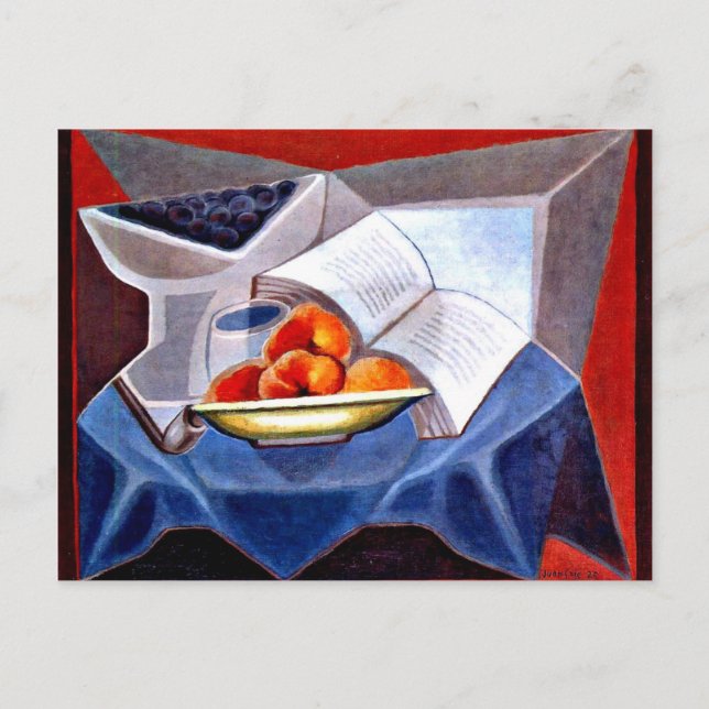 Cartão Postal Gris - Fruta e Livro (Frente)