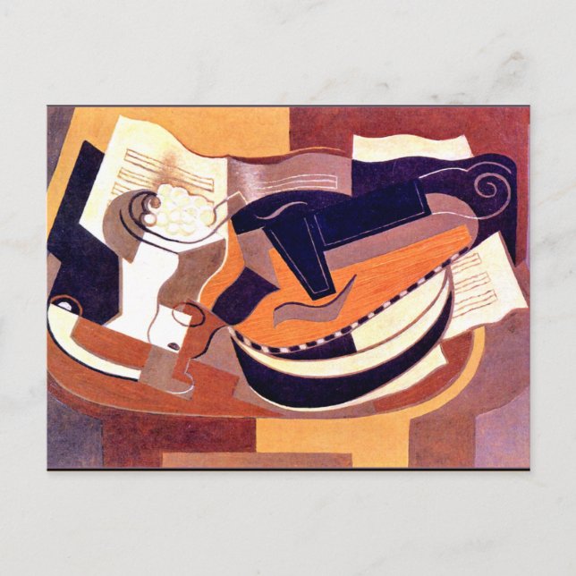 Cartão Postal Gris - Guitarra e Prato de Frutas (Frente)