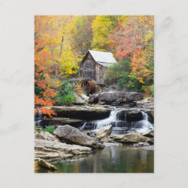 Cartão Postal Grist Mill Glade Creek West Virginia Waterfall,