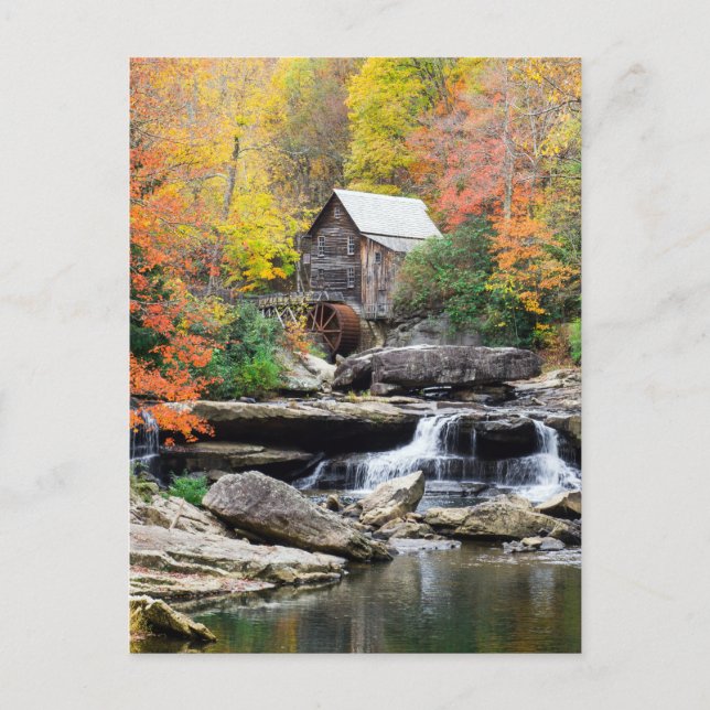 Cartão Postal Grist Mill Glade Creek West Virginia Waterfall, (Frente)