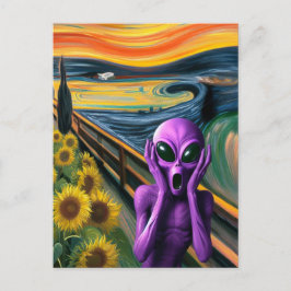 Cartão Postal Grita de Alienígena roxa