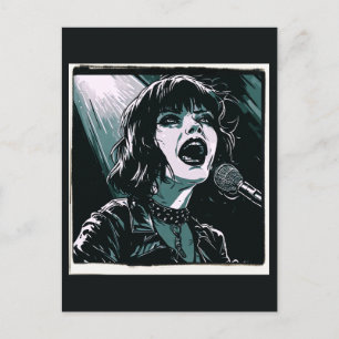 Cartão Postal Grite Alto Punk Rocker Retro Vintage Verde Água