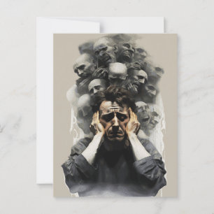 Cartão Postal Grito Surreal – Pintura Abstrata Emocional Sombria