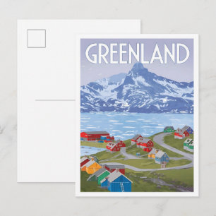 Cartão Postal Gronelândia Dinamarca Arte Vintage Viagem