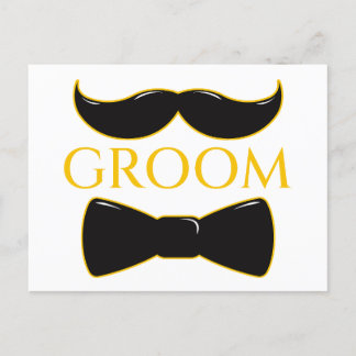 Cartão Postal Groom Mustache E Arco Tie