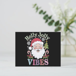 Cartão Postal Groovy Cute Santa Claus Holly Jolly Vibes Xmas