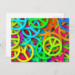 Cartão Postal Groovy Peace assina o padrão Rainbow