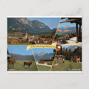 Cartão Postal Grossgmain Vintage Austríaco Multiview Alpino