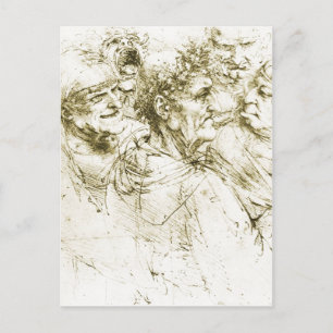 Cartão Postal Grotesco Chefes Leonardo da Vinci Data: cerca de 1