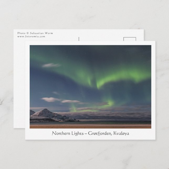 Cartão Postal Grøtfjorden Kvaloya Noruega (Frente/Verso)