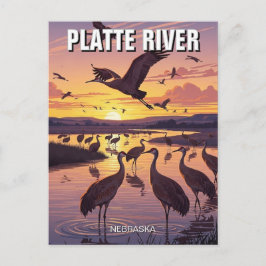 Cartão Postal Gruas Sandhill do Rio Platte Nebraska Viagens