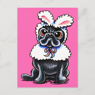 Cartão Postal Grumpy Pug Bunny