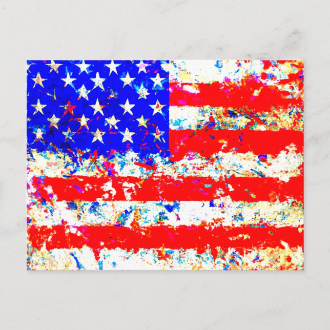 Cartão Postal Grunge American Flag (Frente)