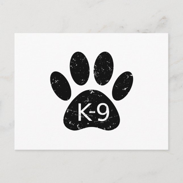 Cartão Postal Grunge Cachorro Distante Pata K-9 (Frente)
