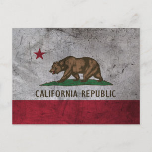Cartão Postal Grunge California Flag