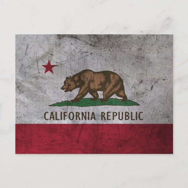 Cartão Postal Grunge California Flag (Frente)