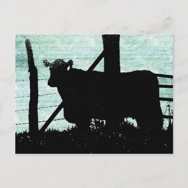 Cartão Postal Grunge Cow Silhouette (Frente)