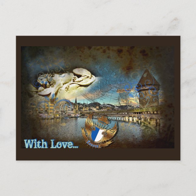 Cartão Postal Grunge da Vintage LUZERN - Cartão-postal (Frente)