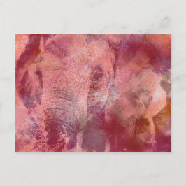 Cartão Postal Grunge de Elefante Rosa