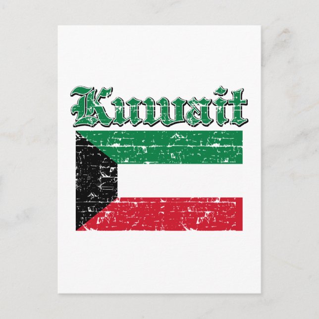 Cartão Postal Grunge Flag do Kuwait (Frente)