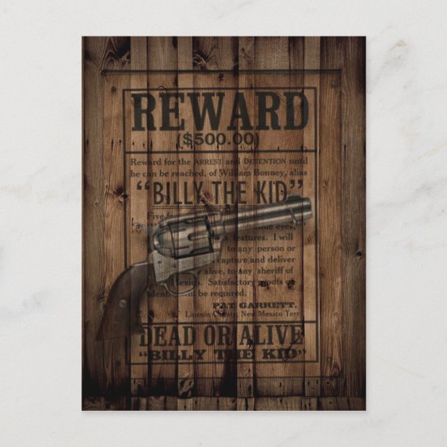 Cartão Postal grunge rustic western billy a criança recompensa a (Frente)